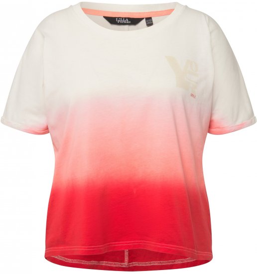 Ulla Popken Dip Dyed Short Sleeve Logo Tee Off-White - T-shirt stampate da donna - 