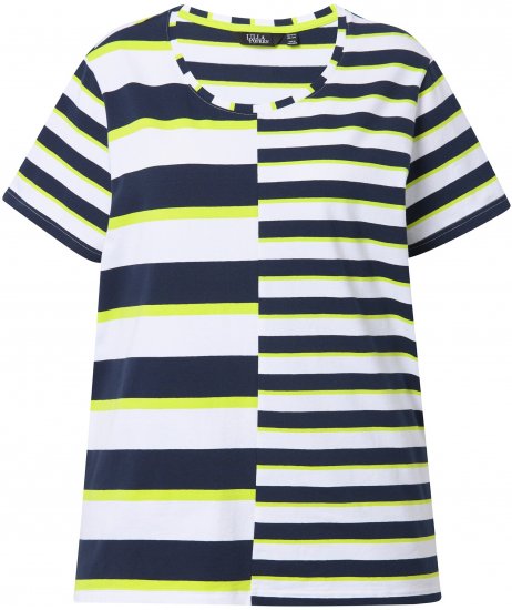 Ulla Popken Mix Stripe Short Sleeve Tee Lime - T-shirt stampate da donna - 