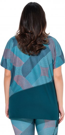 Ulla Popken Quick Drying Geometric Print Short Sleeve Tee Dark Petrol - T-shirt stampate da donna - 