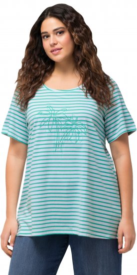 Ulla Popken Palm Tree Embroidered Tee Turquoise Green - T-shirt stampate da donna - 