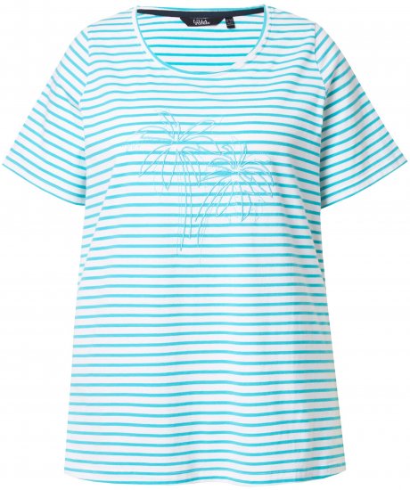 Ulla Popken Palm Tree Embroidered Tee Deep Aqua - T-shirt stampate da donna - 