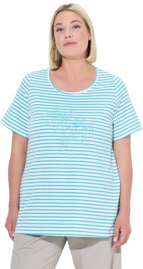 Ulla Popken Palm Tree Embroidered Tee Deep Aqua - T-shirt stampate da donna - 