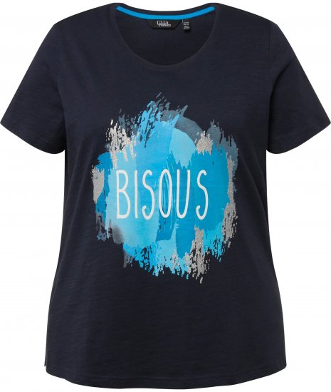 Ulla Popken BISOUS Short Sleeve Graphic Tee Navy Blue - T-shirt stampate da donna - 