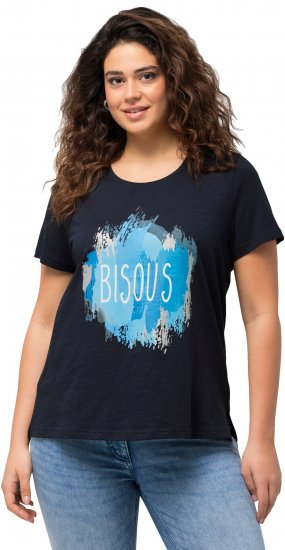 Ulla Popken BISOUS Short Sleeve Graphic Tee Navy Blue - T-shirt stampate da donna - 
