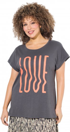 Ulla Popken LOVE Short Sleeve Graphic Tee Graphite Grey - T-shirt stampate da donna - 