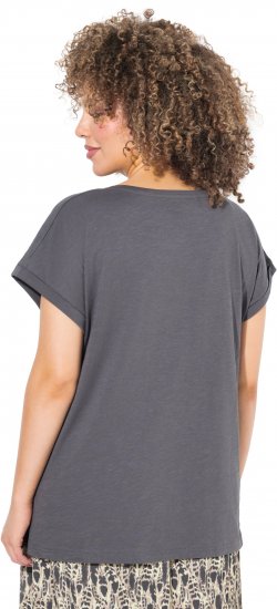 Ulla Popken LOVE Short Sleeve Graphic Tee Graphite Grey - T-shirt stampate da donna - 