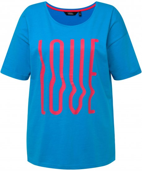 Ulla Popken LOVE Short Sleeve Graphic Tee Sapphire Blue - T-shirt stampate da donna - 