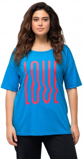 Ulla Popken LOVE Short Sleeve Graphic Tee Sapphire Blue - T-shirt stampate da donna - 