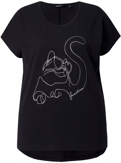 Ulla Popken Metallic Animal Cap Sleeve Graphic Tee Black - T-shirt stampate da donna - 