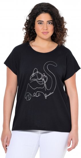 Ulla Popken Metallic Animal Cap Sleeve Graphic Tee Black - T-shirt stampate da donna - 