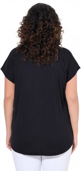 Ulla Popken Metallic Animal Cap Sleeve Graphic Tee Black - T-shirt stampate da donna - 