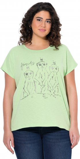 Ulla Popken Metallic Animal Cap Sleeve Graphic Tee Green - T-shirt stampate da donna - 
