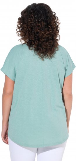 Ulla Popken Metallic Animal Cap Sleeve Graphic Tee Light Green - T-shirt stampate da donna - 