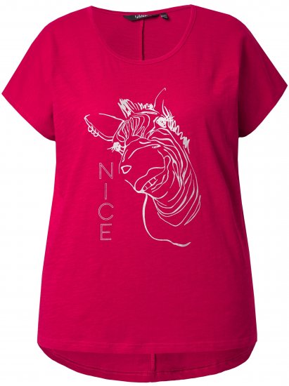 Ulla Popken Metallic Animal Cap Sleeve Graphic Tee Dark Raspberry - T-shirt stampate da donna - 