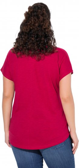 Ulla Popken Metallic Animal Cap Sleeve Graphic Tee Dark Raspberry - T-shirt stampate da donna - 