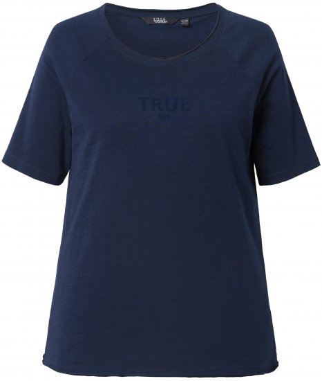 Ulla Popken TRUE Lettering Short Sleeve Tee Navy Blue - T-shirt stampate da donna - 