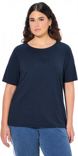 Ulla Popken TRUE Lettering Short Sleeve Tee Navy Blue - T-shirt stampate da donna - 