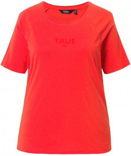 Ulla Popken TRUE Lettering Short Sleeve Tee Neon Red - T-shirt stampate da donna - 
