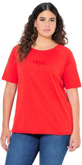 Ulla Popken TRUE Lettering Short Sleeve Tee Neon Red - T-shirt stampate da donna - 