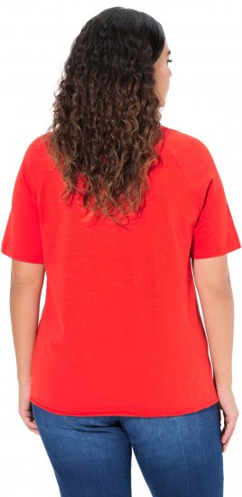 Ulla Popken TRUE Lettering Short Sleeve Tee Neon Red - T-shirt stampate da donna - 
