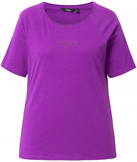 Ulla Popken TRUE Lettering Short Sleeve Tee Purple - T-shirt stampate da donna - 