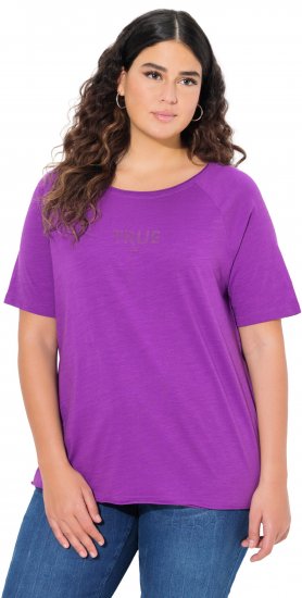 Ulla Popken TRUE Lettering Short Sleeve Tee Purple - T-shirt stampate da donna - 