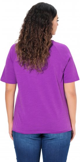 Ulla Popken TRUE Lettering Short Sleeve Tee Purple - T-shirt stampate da donna - 