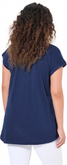 Ulla Popken Half-Sleeve A-line V-Neck Boat Pattern T-Shirt Ink Blue - T-shirt stampate da donna - 