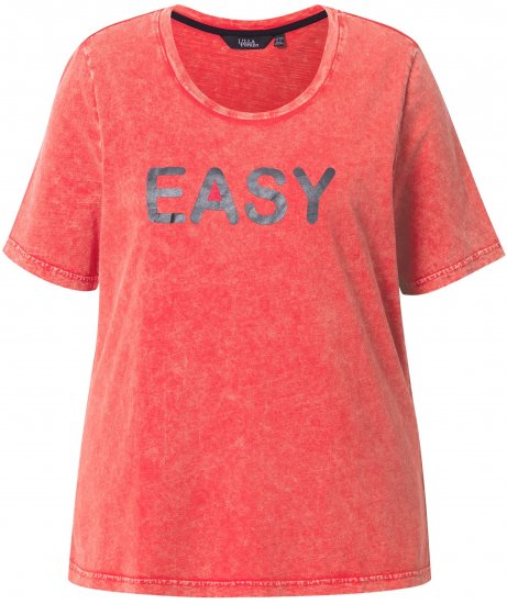Ulla Popken Easy Short Sleeve Acid Wash Graphic Tee Light Red - T-shirt stampate da donna - 