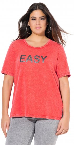 Ulla Popken Easy Short Sleeve Acid Wash Graphic Tee Light Red - T-shirt stampate da donna - 
