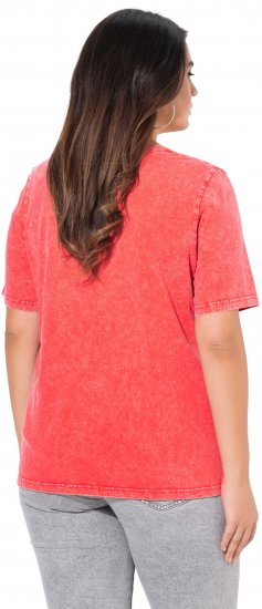 Ulla Popken Easy Short Sleeve Acid Wash Graphic Tee Light Red - T-shirt stampate da donna - 