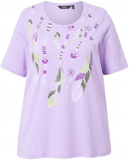 Ulla Popken Metallic Feather Short Sleeve Graphic Tee Lavender - T-shirt stampate da donna - 