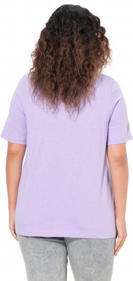 Ulla Popken Metallic Feather Short Sleeve Graphic Tee Lavender - T-shirt stampate da donna - 