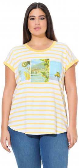 Ulla Popken Striped Short Sleeve Citrus Graphic Tee Sun Yellow - T-shirt stampate da donna - 