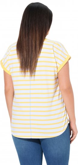 Ulla Popken Striped Short Sleeve Citrus Graphic Tee Sun Yellow - T-shirt stampate da donna - 