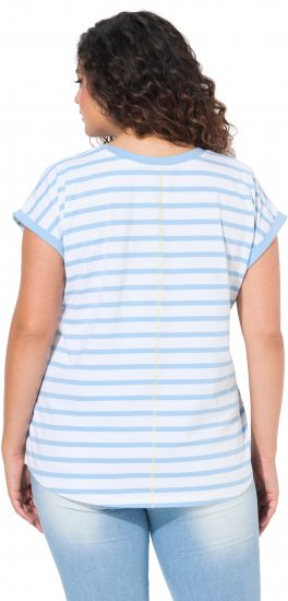 Ulla Popken Striped Short Sleeve Citrus Graphic Tee Light Blue - T-shirt stampate da donna - 