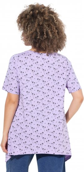 Ulla Popken Palm Tree Print Pointed Hem Tee Lavender - T-shirt stampate da donna - 