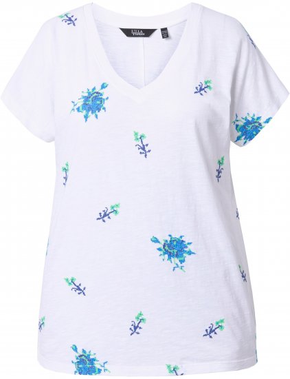 Ulla Popken Cross Stitch Short Sleeve Tee Snow White - T-shirt stampate da donna - 