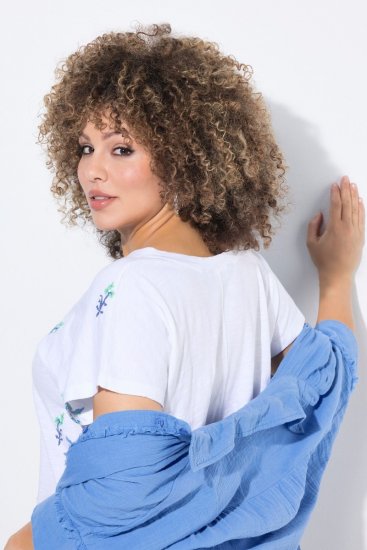 Ulla Popken Cross Stitch Short Sleeve Tee Snow White - T-shirt stampate da donna - T-shirt con Stampa da Donna