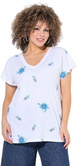 Ulla Popken Cross Stitch Short Sleeve Tee Snow White - T-shirt stampate da donna - 