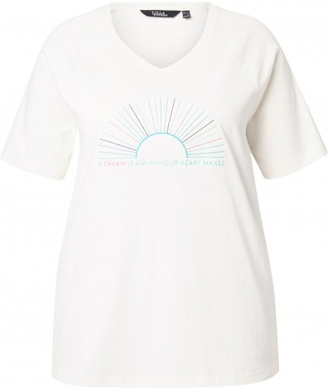Ulla Popken Embroidered Sunrise Lettering Tee Off-White - T-shirt stampate da donna - 