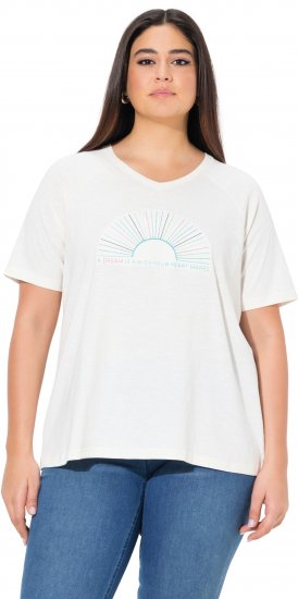 Ulla Popken Embroidered Sunrise Lettering Tee Off-White - T-shirt stampate da donna - 
