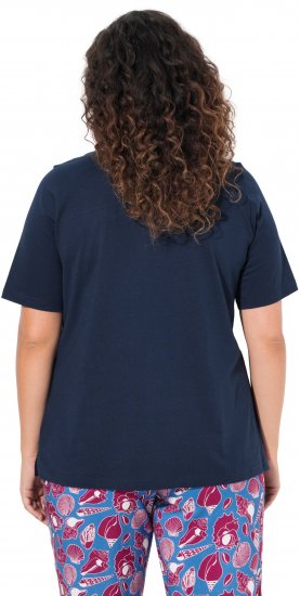 Ulla Popken Shell Picker Club Short Sleeve Graphic Tee Navy - T-shirt stampate da donna - 