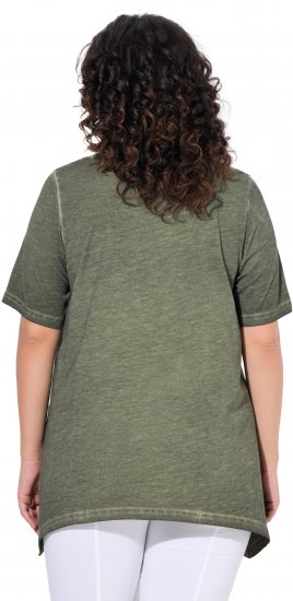 Ulla Popken Sunset Lettering Short Sleeve Graphic Tee Olive - T-shirt stampate da donna - 
