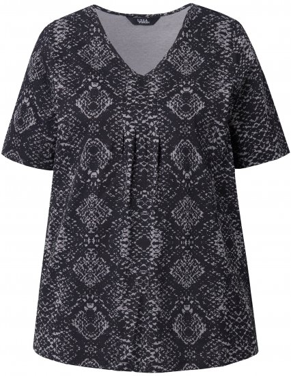 Ulla Popken Snake Print V-Neck Tee Graphite Grey - T-shirt stampate da donna - 