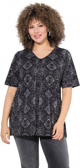 Ulla Popken Snake Print V-Neck Tee Graphite Grey - T-shirt stampate da donna - 