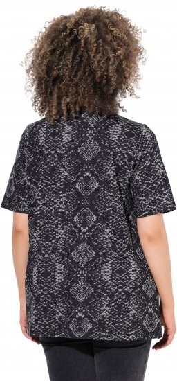Ulla Popken Snake Print V-Neck Tee Graphite Grey - T-shirt stampate da donna - 