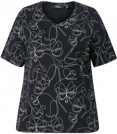 Ulla Popken Abstract Animal Print Short Sleeve Tee Black - T-shirt stampate da donna - 