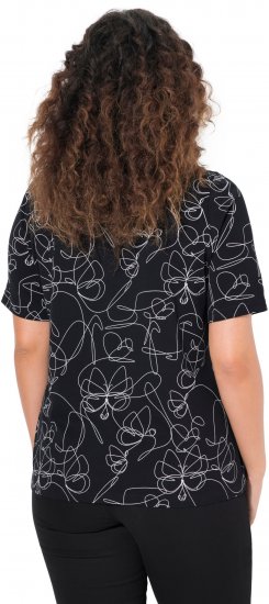 Ulla Popken Abstract Animal Print Short Sleeve Tee Black - T-shirt stampate da donna - 