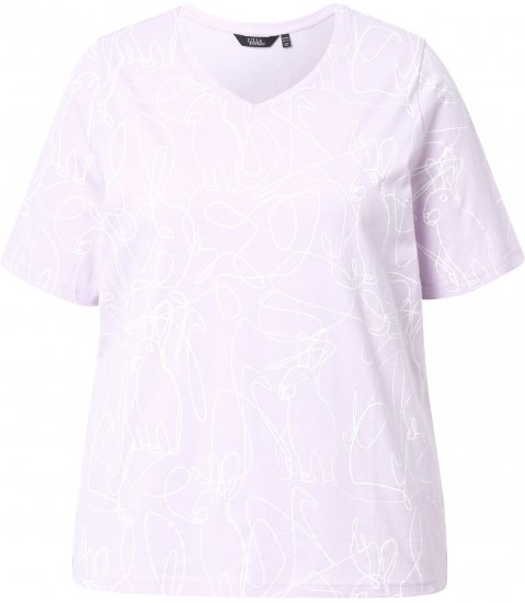 Ulla Popken Abstract Animal Print Short Sleeve Tee Lavender - T-shirt stampate da donna - 
